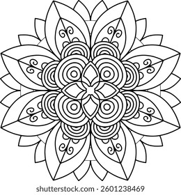 Outline Mandala for Coloring Book Page. Oriental Mandala vector. Mandala Coloring book line art vector illustration. Vector abstract mandala pattern.
