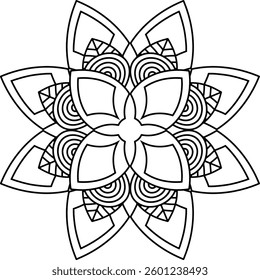 Outline Mandala for Coloring Book Page. Oriental Mandala vector. Mandala Coloring book line art vector illustration. Vector abstract mandala pattern.