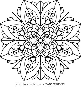 Outline Mandala for Coloring Book Page. Oriental Mandala vector. Mandala Coloring book line art vector illustration. Vector abstract mandala pattern.