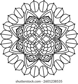 Outline Mandala for Coloring Book Page. Oriental Mandala vector. Mandala Coloring book line art vector illustration. Vector abstract mandala pattern.