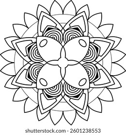Outline Mandala for Coloring Book Page. Oriental Mandala vector. Mandala Coloring book line art vector illustration. Vector abstract mandala pattern.