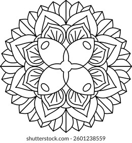 Outline Mandala for Coloring Book Page. Oriental Mandala vector. Mandala Coloring book line art vector illustration. Vector abstract mandala pattern.