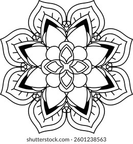 Outline Mandala for Coloring Book Page. Oriental Mandala vector. Mandala Coloring book line art vector illustration. Vector abstract mandala pattern.