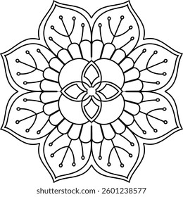 Outline Mandala for Coloring Book Page. Oriental Mandala vector. Mandala Coloring book line art vector illustration. Vector abstract mandala pattern.