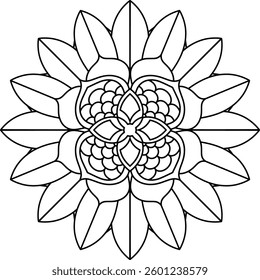 Outline Mandala for Coloring Book Page. Oriental Mandala vector. Mandala Coloring book line art vector illustration. Vector abstract mandala pattern.
