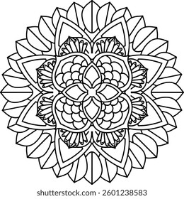 Outline Mandala for Coloring Book Page. Oriental Mandala vector. Mandala Coloring book line art vector illustration. Vector abstract mandala pattern.