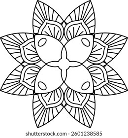 Outline Mandala for Coloring Book Page. Oriental Mandala vector. Mandala Coloring book line art vector illustration. Vector abstract mandala pattern.