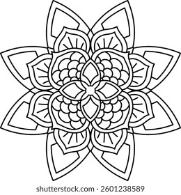 Outline Mandala for Coloring Book Page. Oriental Mandala vector. Mandala Coloring book line art vector illustration. Vector abstract mandala pattern.