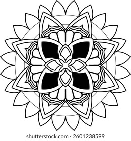 Outline Mandala for Coloring Book Page. Oriental Mandala vector. Mandala Coloring book line art vector illustration. Vector abstract mandala pattern.