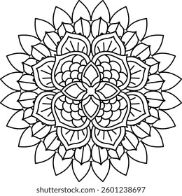 Outline Mandala for Coloring Book Page. Oriental Mandala vector. Mandala Coloring book line art vector illustration. Vector abstract mandala pattern.
