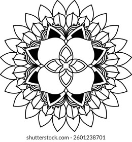 Outline Mandala for Coloring Book Page. Oriental Mandala vector. Mandala Coloring book line art vector illustration. Vector abstract mandala pattern.
