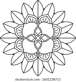 Outline Mandala for Coloring Book Page. Oriental Mandala vector. Mandala Coloring book line art vector illustration. Vector abstract mandala pattern.
