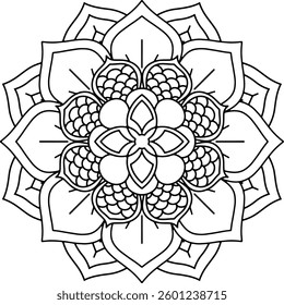 Outline Mandala for Coloring Book Page. Oriental Mandala vector. Mandala Coloring book line art vector illustration. Vector abstract mandala pattern.
