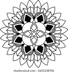 Outline Mandala for Coloring Book Page. Oriental Mandala vector. Mandala Coloring book line art vector illustration. Vector abstract mandala pattern.
