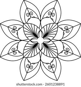 Outline Mandala for Coloring Book Page. Oriental Mandala vector. Mandala Coloring book line art vector illustration. Vector abstract mandala pattern.
