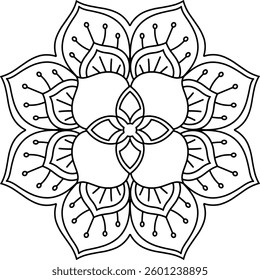 Outline Mandala for Coloring Book Page. Oriental Mandala vector. Mandala Coloring book line art vector illustration. Vector abstract mandala pattern.
