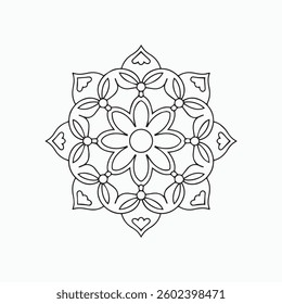 Outline Mandala for Coloring Book Page. Oriental Mandala vector. Simple Mandala Coloring book line art vector illustration. Vector abstract mandala pattern, round frame