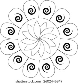 Outline Mandala for Coloring Book Page. Oriental Mandala vector. Mandala Coloring book line art vector illustration. Vector abstract mandala pattern. Hand drawn doodle mandalas coloring book.