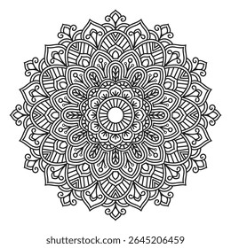 Outline Mandala for Coloring Book Page. Oriental Mandala vector. Mandala Coloring book line art vector illustration. Vector abstract pattern. Indian flower mandala art,