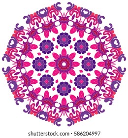 Outline Mandala for coloring book. Vector Ethnic Oriental Circle Ornament.  Anti-stress therapy pattern. Decorative round ornament.Unusual flower shape oriental line vector.