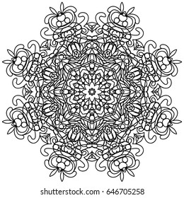Outline Mandala for coloring book. Vector Ethnic Oriental Circle Ornament.Decorative round ornament.Unusual flower shape oriental line vector.Set Mandala for coloring book. 