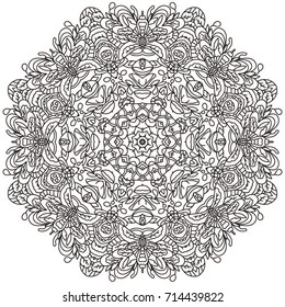 Outline Mandala for coloring book. Vector Ethnic Oriental Circle Ornament.Anti-stress therapy pattern. Unusual flower shape oriental line vector.Set Mandala for coloring book. 