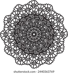 Contorno Mandala para colorear libro.Elementos decorativos. Patrón oriental, ilustración vectorial. Patrón de terapia anti estrés. Hermoso patrón circular inusual