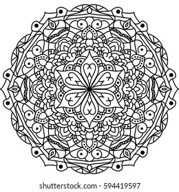 Outline Mandala for coloring book.Decorative elements. Oriental pattern, vector illustration. Anti-stress therapy pattern. Beautiful unusual circular pattern.