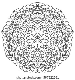 Outline Mandala for coloring book.Decorative elements. Oriental pattern, vector illustration. Anti stress therapy pattern. Beautiful unusual circular pattern.