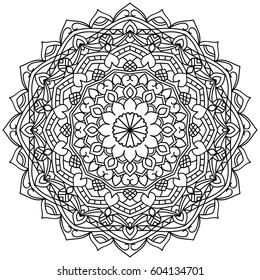 Outline Mandala for coloring book.Decorative elements. Oriental pattern, vector illustration. Anti-stress therapy pattern. Beautiful unusual circular pattern.
