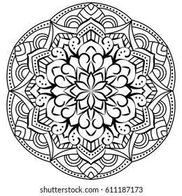 Outline Mandala for coloring book.Decorative elements. Oriental pattern, vector illustration. Anti-stress therapy pattern. Beautiful unusual circular pattern.