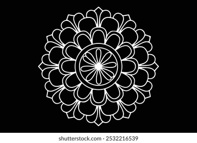 outline mandala for coloring simplistic shapes central circular motif
