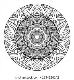 Outline Mandala decorative round ornament, can be used for coloring book, anti-stress therapy, greeting card, phone case print, etc. Hand drawn style isolated on white background - Vector Ornament.