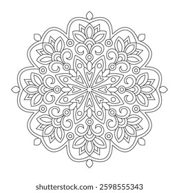Outline Mandala. Decorative round ornament colouring book page, vector file, wall art, simple mandala art, Design for a wallpaper Paint shirt and tile Sticker Design, vector file