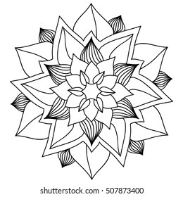 Outline Mandala. Decorative round ornament.