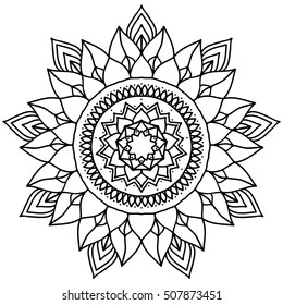 Outline Mandala. Decorative round ornament.