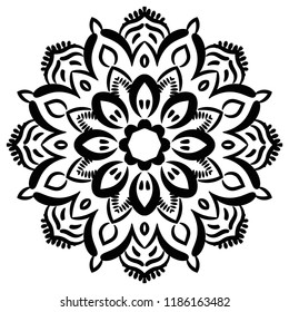 Outline Mandala. Ornamental round doodle flower isolated on white background. Geometric circle element. Vector illustration.