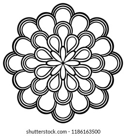 Outline Mandala. Ornamental round doodle flower isolated on white background. Geometric circle element. Vector illustration.