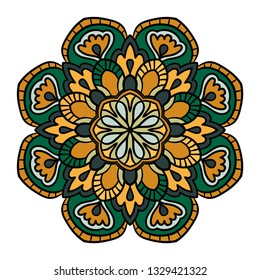 Outline Mandala. Ornamental round doodle flower isolated on white background. Geometric circle element. Vector illustration.  