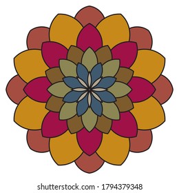 Outline Mandala. Ornamental round doodle flower isolated on white background. Geometric circle element. Vector illustration.  