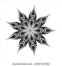 Outline Mandala. Ornamental round doodle flower isolated on white background. Geometric circle element