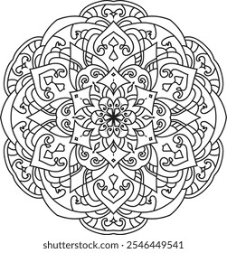 Contorno Mandala Padrões para livro de colorir para adultos ou páginas de colorir Stress Alívio Colorir Página