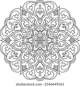 Contorno Mandala Padrões para livro de colorir para adultos ou páginas de colorir Stress Alívio Colorir Página