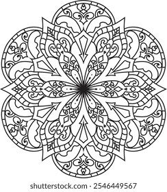 Contorno Mandala Padrões para livro de colorir para adultos ou páginas de colorir Stress Alívio Colorir Página