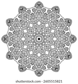 Outline Mandala Patterns for Adult coloring book or coloring pages Stress Relief Coloring Page