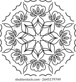 Contorno do vetor Mandala. Mandala abstrata vetorial. Mandala Colorir livro ilustração vetor de arte de linha. 