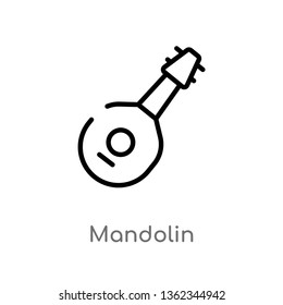 outline mandolin vector icon. isolated black simple line element illustration from music concept. editable vector stroke mandolin icon on white background