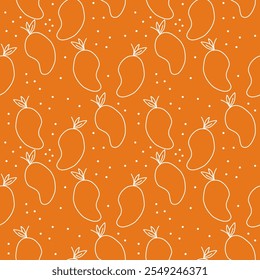 Outline Manggo seamless pattern Vector illustration