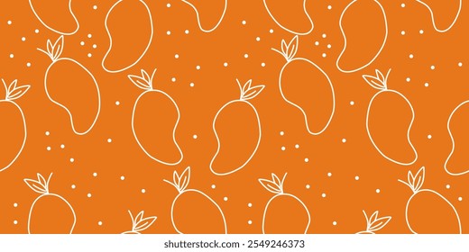 Outline Manggo seamless pattern Vector illustration