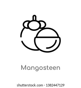 outline mangosteen vector icon. isolated black simple line element illustration from fruits concept. editable vector stroke mangosteen icon on white background